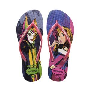 Havaianas Women's Aubergine Strap Graphic Slim Flip Flops Sandals Size 7/8